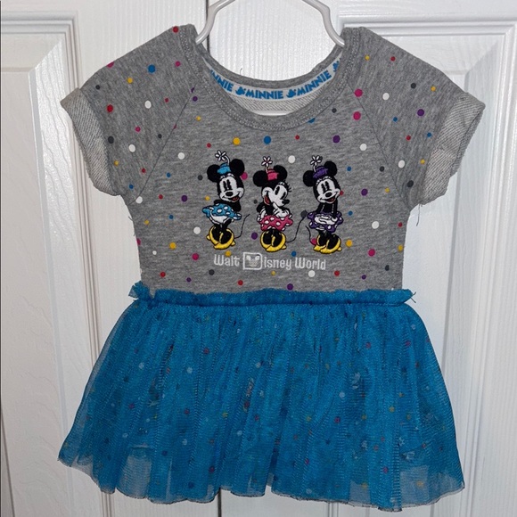 Disney Minnie Mouse Gray short sleeve dress with Blue skirt size 6 months girls - Picture 2 of 6